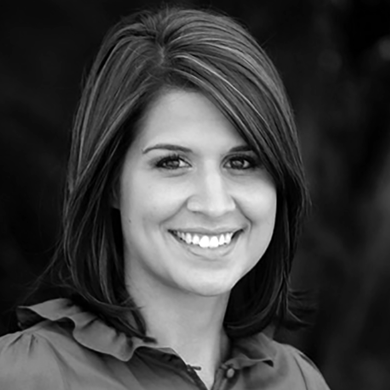 Our Team- Black and white picture of Erin Bossen